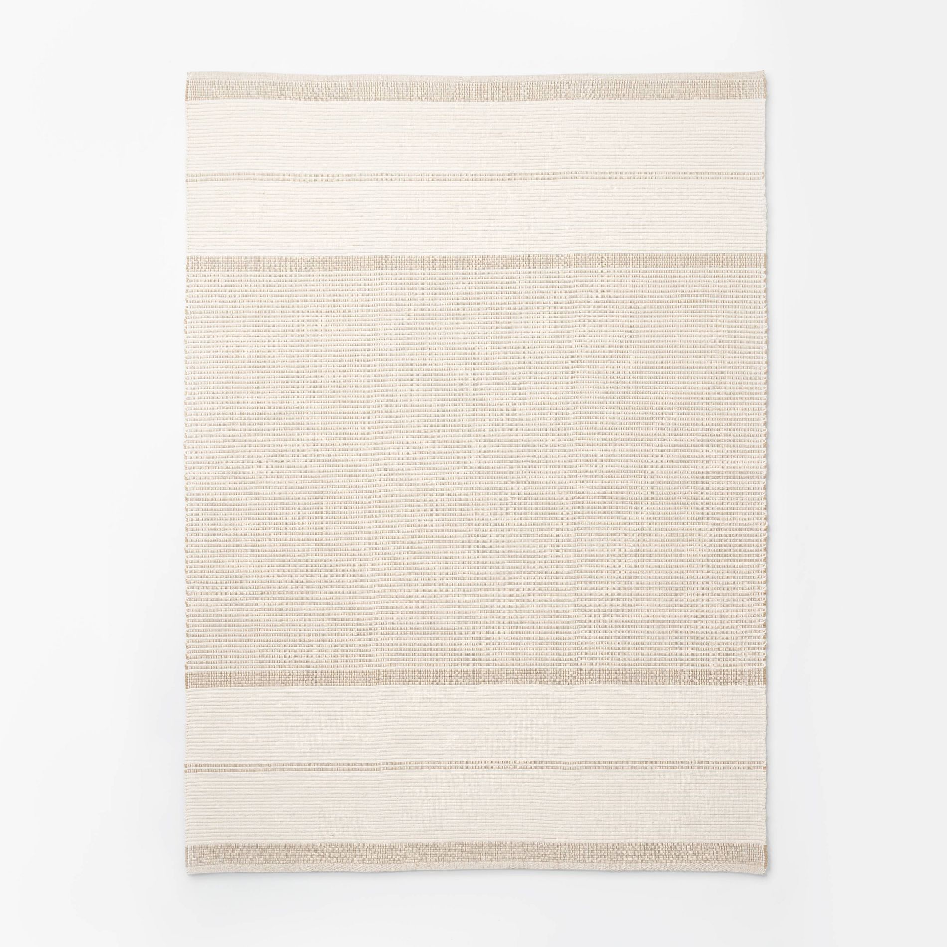 7'x10' Marina Striped Wool/Cotton Area Rug Cream - Threshold™ designed with Studio McGee: Handmade Flat Pile Carpet