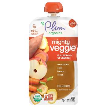 Plum Organics Mighty Veggie Sweet Potato Apple Banana Carrot Baby Food Pouch - 3.75oz