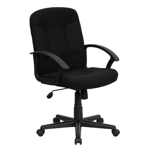A Line Furniture Werth Big and Tall Black Fabric Executive Swivel Office Chair with Extra Wide Seat and Height Adjustable Arms, Size: 1