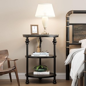 Roman Column Accent Table with Storage Shelves - Classic Design, MDF & Iron Construction, Multi-Functional Side Table for Living Room & Bedroom - 1 of 4