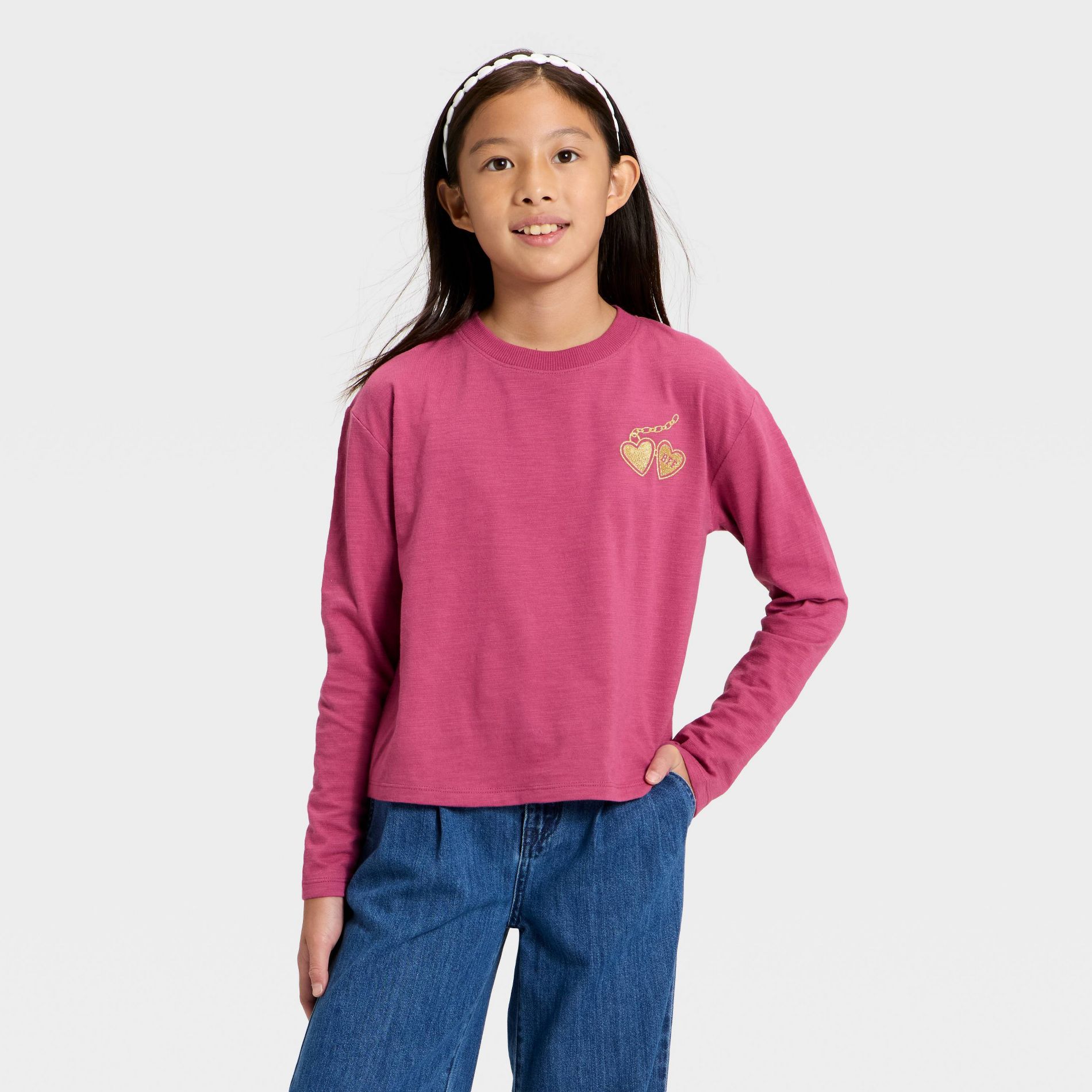 Girls' Long Sleeve Relaxed Fit Graphic T-Shirt - Cat & Jack™
