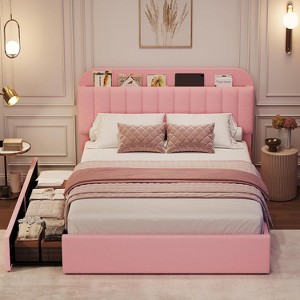 Bed Frame with Storage Headboard, Bed Frame with 2 Drawers - 1 of 4