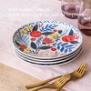 over&back Set of 4 Jess Phoenix Hand-Finished Stoneware Salad Plates with In-Glaze Floral Decal: Round, Microwave & Dishwasher Safe - 4 of 4