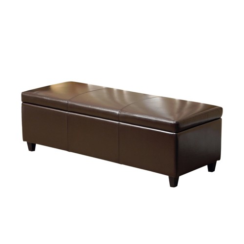 Carter Bonded Leather Storage Ottoman Brown - Abbyson Living
