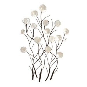 Metal Floral Wall Decor with Capiz Accents White - Olivia & May - 1 of 4