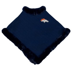 NFL Denver Broncos Fur Trim Poncho - 1 of 4