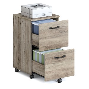 2-Drawer File Cabinet, Small Rolling Filing Cabinet with Lockable Casters, Printer Stand for Home Office, Heather Greige - 1 of 4