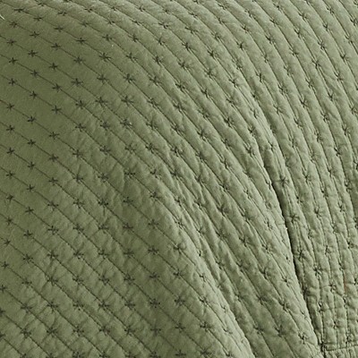 Forest Green Cotton King Reversible Quilt Set with Shams