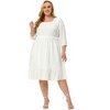 Agnes Orinda Women's Plus Size Square Neck Swiss Dots Wedding Empire Waist Ruffle Hem Chiffon Midi Dresses - 3 of 4