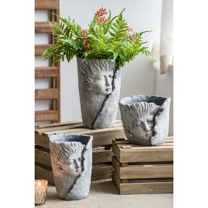 YUHAO Set of 2 Sleep Face Accent Planters for Indoor Outdoor Home Garden Decor，6.5"x6"x8.5" - 1 of 4