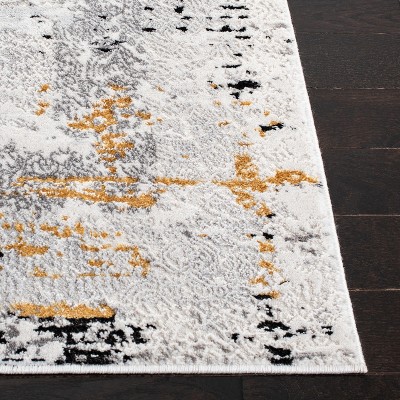 Amelia Grey and Gold Abstract Hand-knotted Rug
