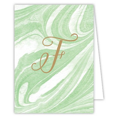 10ct Marble Note Cards - Monogram F