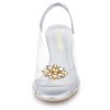 Allegra K Women's Clear Slingback Wedge Heel Rhinestone Peep Toe Sandals - 3 of 4