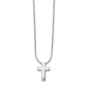 Black Bow Jewelry .01 Ct. Diamond Cross & Snake Chain Necklace in Rhodium Plated Silver - 1 of 4