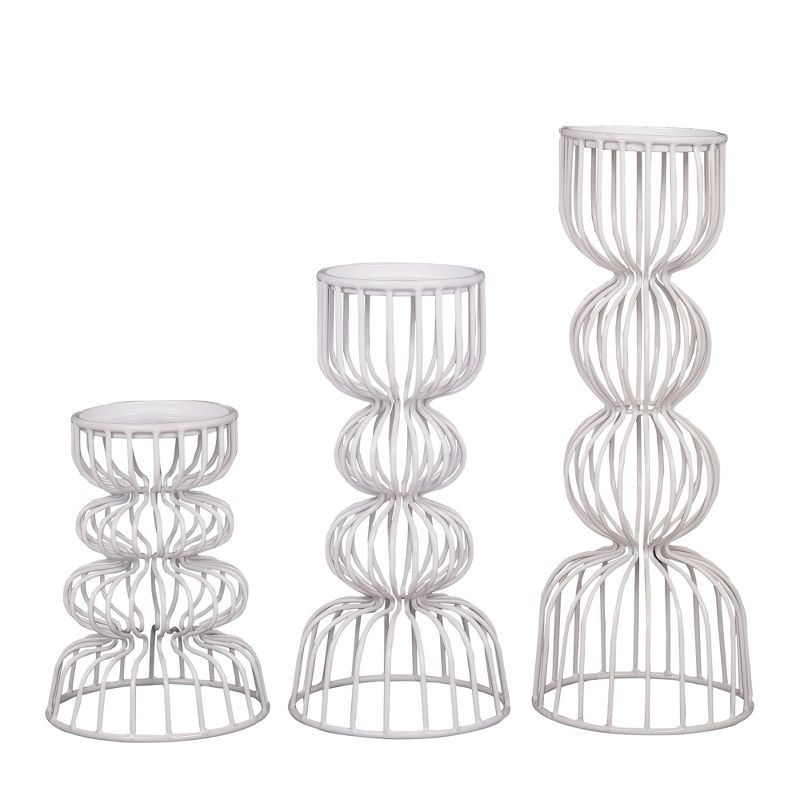 Lainon, Set of 3 Metal with White Finish Candleholders, 1 of 6