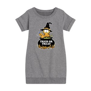 Girls' - Garfield - Trick Or Treat Graphic Short Sleeve Fleece Dress - 1 of 4