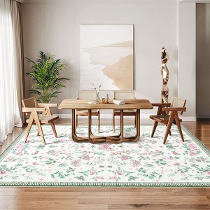 Coolmee Area Rugs Modern Floral Rug,Low Pile Area Rugs Machine Washable Large Carpet for Dining Room Playroom Home Office Decor - 1 of 4