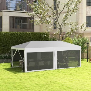 Gulches 10' x 20' Party Tent, Outdoor Wedding Canopy & Gazebo with 6 Removable Sidewalls, Shade Shelter for Events, BBQs, White - 1 of 4