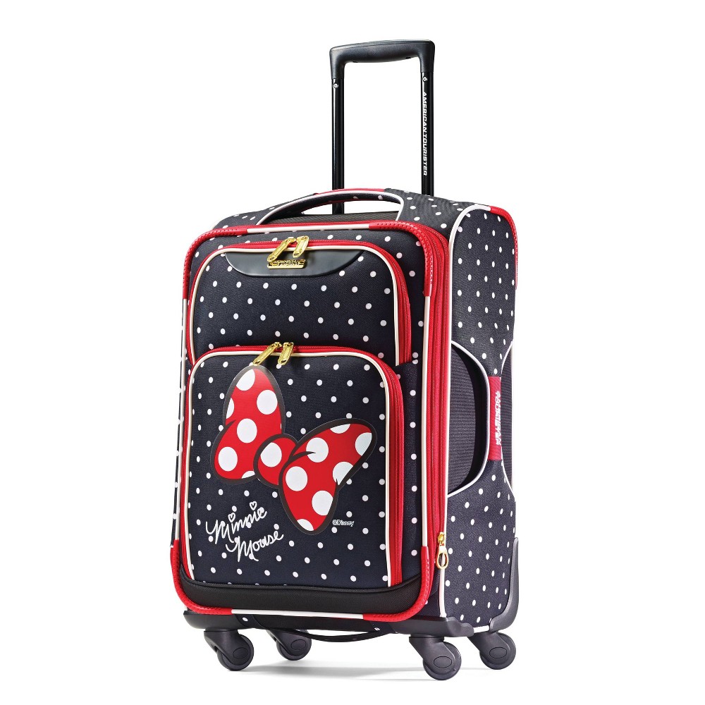 Photos - Luggage American Tourister Minnie Mouse Red Bow Softside Carry On Spinner Suitcase 