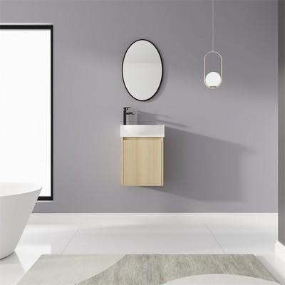 16'' Floating Bathroom Vanity with Sink, Single Sink Bathroom Vanity for Small Space, Wall Mounted Bathroom Vanity Combo Set For Home Bathroom