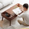 Elevating Center Table, Low Table, 100% Solid Oak Wood Study Desk, Coffee Table, with Storage Shelf, Easy To Assemble - Walnut - 2 of 4