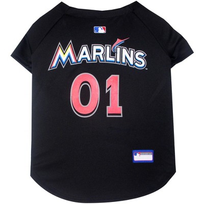 MLB Miami Marlins Pets First Pet Baseball Jersey - Black S
