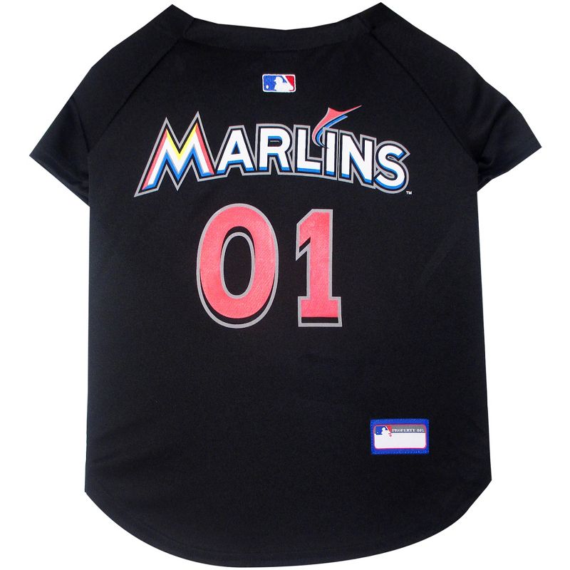 MLB Miami Marlins Pets First Pet Baseball Jersey - Black L, 1 of 5
