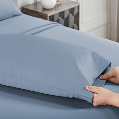 Luxury Blue King Size Cotton Sateen Pillowcase Set