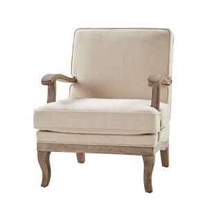Quentin  Farmhouse Style Wooden Armchair with Comfortable Backrest and Cushion | ARTFUL LIVING DESIGN - 1 of 4