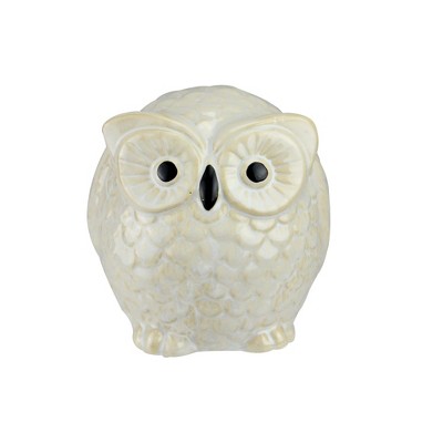 Roman 4.25" Pudgy Pals Wide Eyed Beige and Cream Owl Table Top Decorative Figure