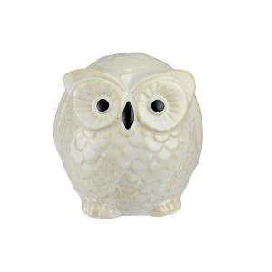 Roman 4.25" Pudgy Pals Wide Eyed Beige and Cream Owl Table Top Decorative Figure - 1 of 3