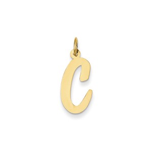 Black Bow Jewelry 14k Yellow Gold, Madison Collection, Medium Script Initial Pendant A-W - 1 of 4