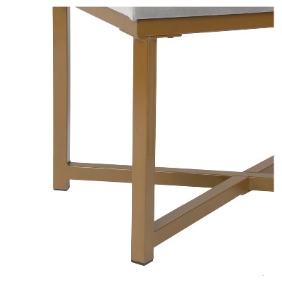 Luxurious Velvet Tufted Ottoman with Gold Metal Base, Red