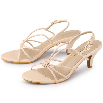 Allegra K Women's Strappy Slingback Kitten Heels Sandals