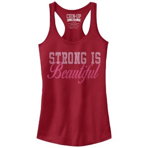 Juniors Womens CHIN UP Strong is Beautiful Racerback Tank Top - 1 of 3