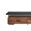 Royal Hampton Metal Framed Wooden TV Stand Straight with Two Drawers and Open Shelf, Black and Brown - 2 of 4