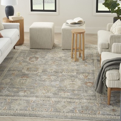 Gray 8' x 10' Vintage Synthetic Persian Area Rug