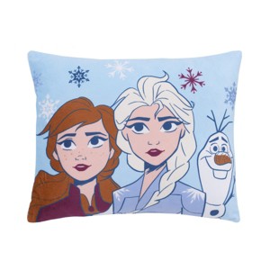 Disney Frozen 2 - Anna, Elsa and Olaf Light Blue, Lavender and White Decorative Toddler Pillow - 1 of 3