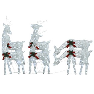 vidaXL Cold White Mesh Christmas Reindeers – Set of 6, Durable Steel and Fabric Construction, 180 Energy-Efficient LED Lights, 8 Illumination Effects - 1 of 4