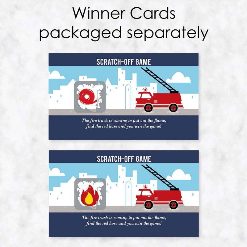 Big Dot of Happiness Fired Up Fire Truck - Firefighter Firetruck Baby Shower or Birthday Party Game Scratch Off Cards - 22 Count, 3 of 7