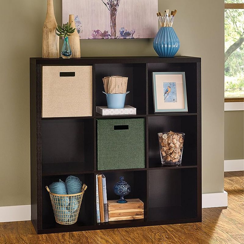 ClosetMaid 9 Cube Storage Bookshelf Organizer Home or Office Versatile Shelving Unit with Back Panels for Decor Items, Black Walnut, 6 of 8
