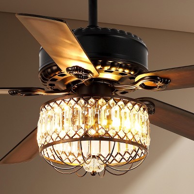 Kviflon 52 Inches Downrod Crystal Ceiling Fan with Light, different Decor Style,for Kitchen,Dining Room,Bedroom