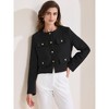 INSPIRE CHIC Women's Cropped Tweed Long Sleeve Button Down Fall Winter Work Business Blazer - 3 of 4