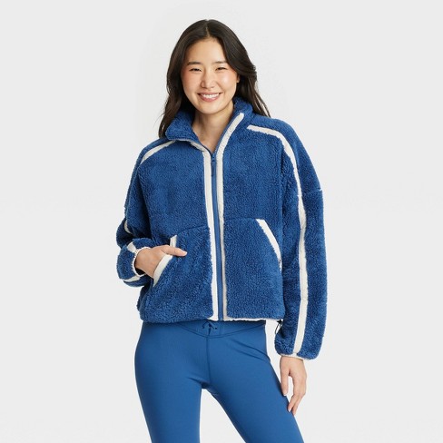 Women s Piped High Pile Fleece Jacket Joylab Sapphire Blue Xxl Target