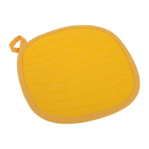 Unique Bargains Pot Holders Textured Flower Square Silicone Cotton Cloth Yellow - 1 of 4