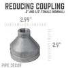 Pipe Decor 2 in. x 1/2 in. Black Reducing Coupling - 3 of 4