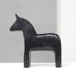 TopComfy Decorative Object Black Ribbed Horse Sculpture for Modern Home Office Decor, Black, 6.8"*2.4"*6.8" - 1 of 4