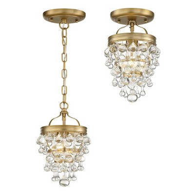Vibrant Gold Mini Crystal Chandelier with Clear Drops
