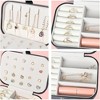 HTUTWOO Small Portable Jewelry Organizer, Double Layer PU Leather Mini Jewelry Holder Gift Box for Girls Women - 4 of 4
