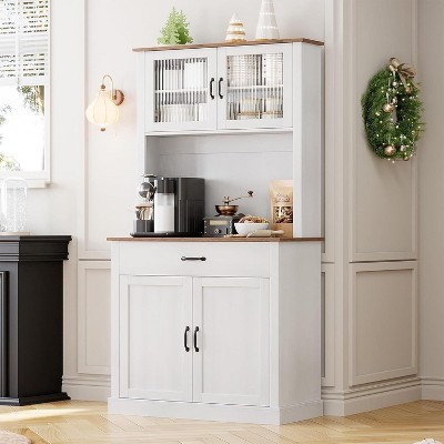 71” Kitchen Pantry Storage Cabinet , Freestanding Tall Kitchen Cabinet with Adjustable Shelves, Coffee Bar Cabinet for Dining Room